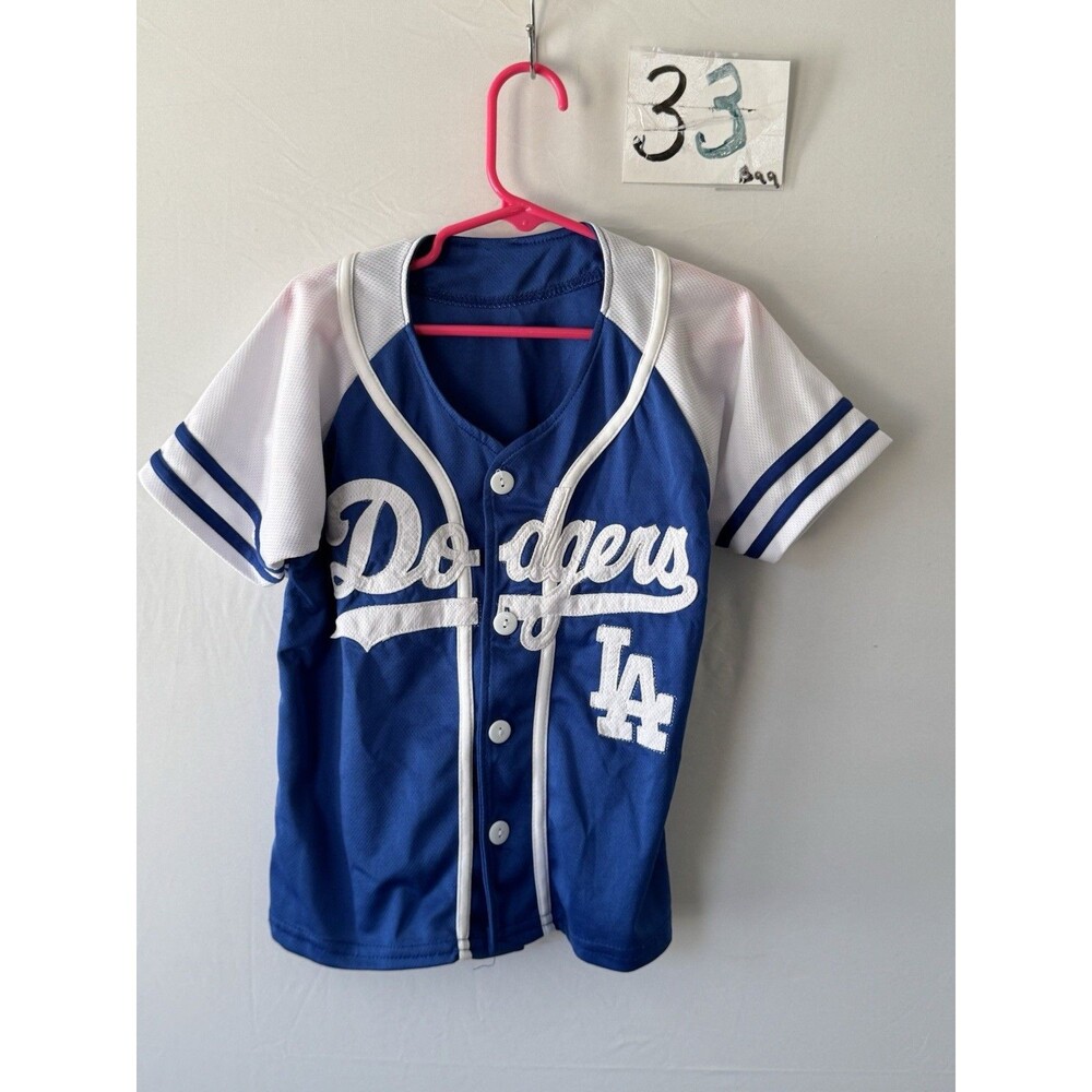 Los Angeles Dodgers Kids Baseball Jersey Blue White Button Front Youth  Small